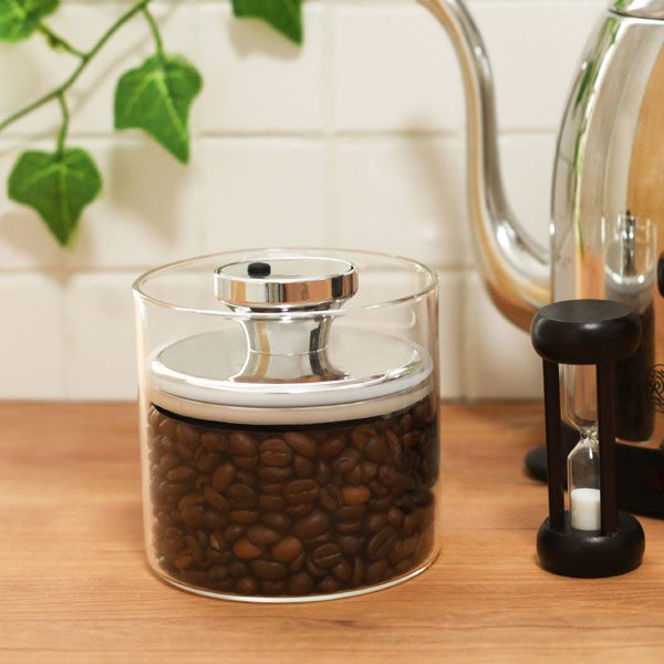 保存容器 600ml 密閉 ガラスキャニスター エアリデューサー スリム S