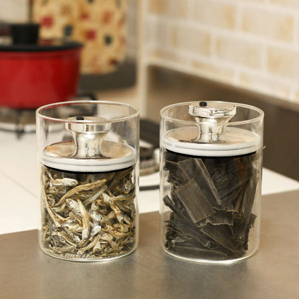 保存容器 900ml 密閉 ガラスキャニスター エアリデューサー スリム M