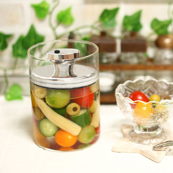 保存容器 900ml 密閉 ガラスキャニスター エアリデューサー スリム M