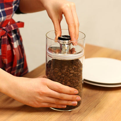 保存容器 1.2L 密封 ガラスキャニスター エアリデューサー スリム L