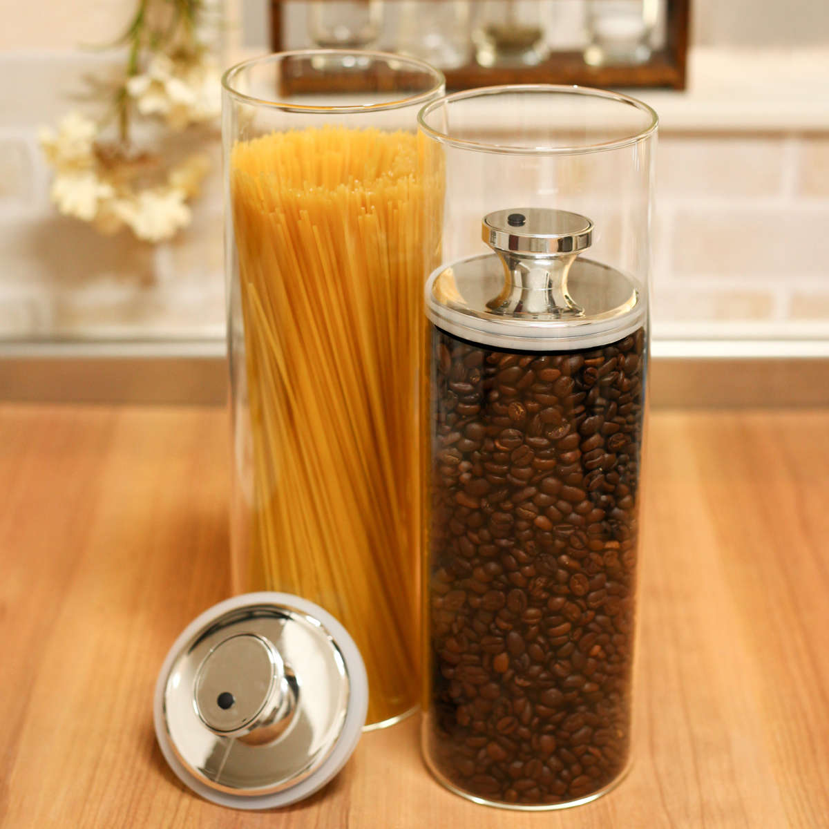 保存容器 1.8L 密閉 ガラスキャニスター エアリデューサー スリム LL